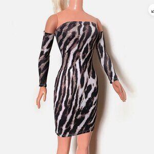 Multicolor mini dress bodycon for My Size Barbie Doll 36". Animal print New 01